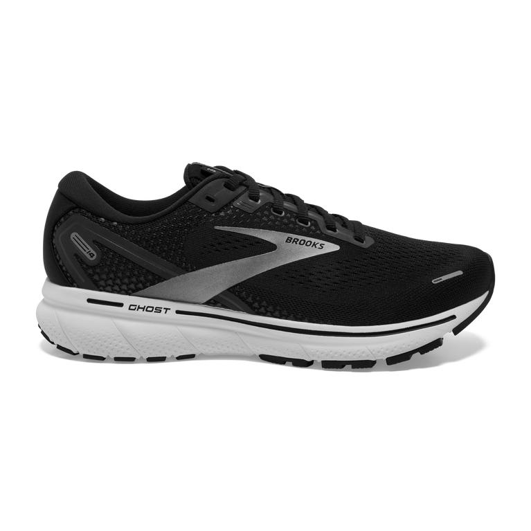 Brooks Ghost 14 - Mens Cushioned Road Running Shoes - Black/White/Silver (95062DVOZ)